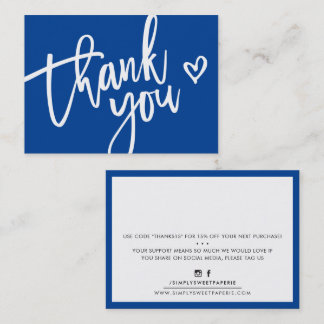THANK YOU modern business insert tag royal blue
