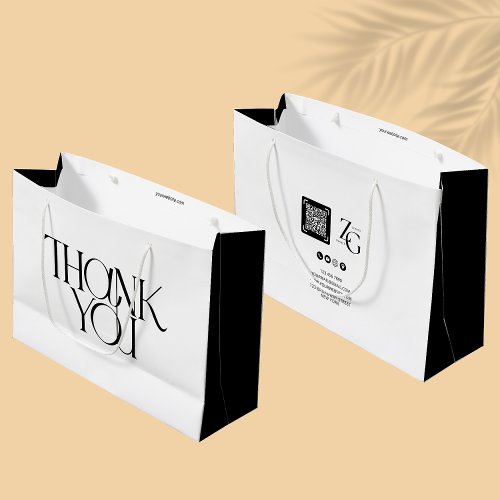 Thank You Modern Business  QR Code Large Gift Bag