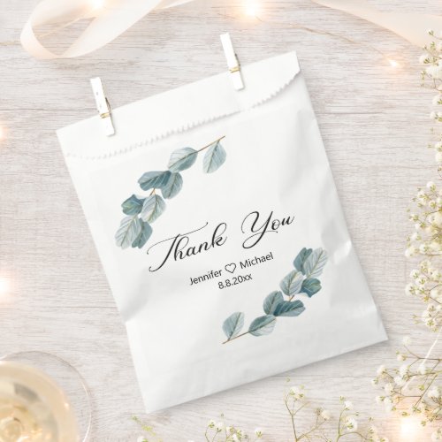 thank youmodern calligraphy eucalyptus wedding  favor bag