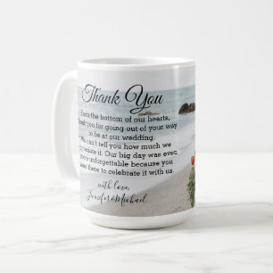 thank you modern calligraphy wedding day photo coffee mug