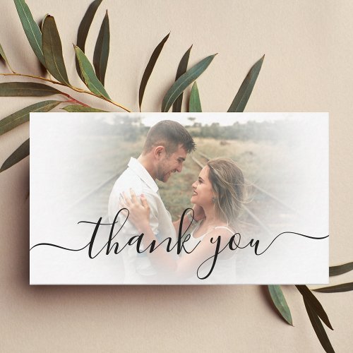thank you modern calligraphy wedding photo note card