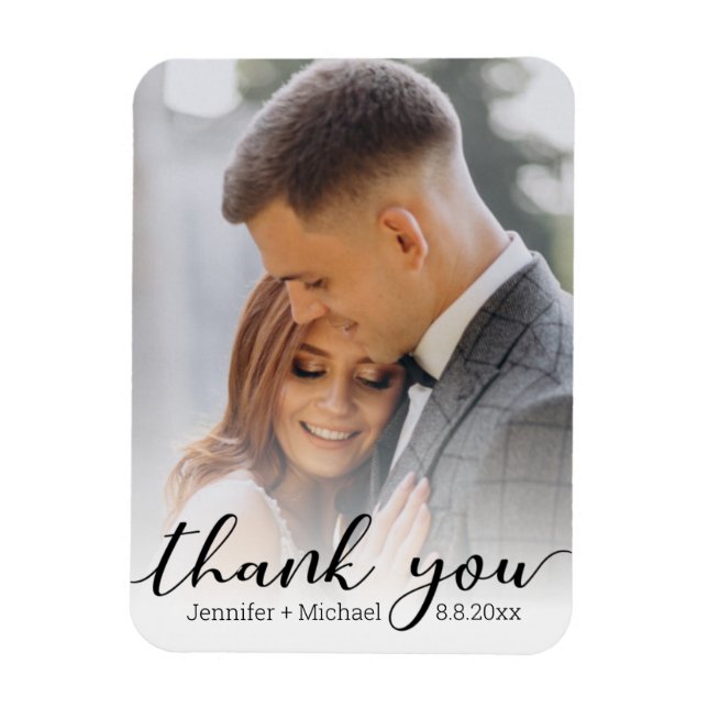 thank you,modern chic handwriting,wedding photo    magnet (Vertical)