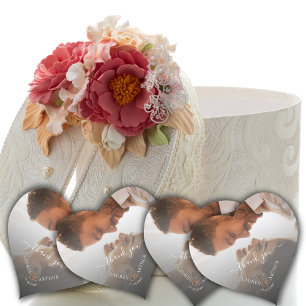 Thank you, Modern Chic Ultra Minimal Photo Wedding Heart Sticker