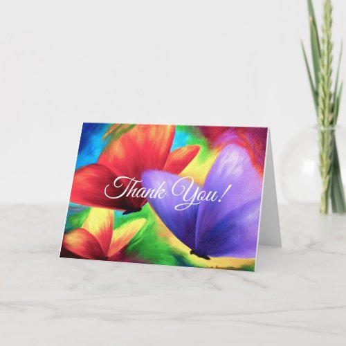 Thank You Modern Colorful Butterfly Scrip Text