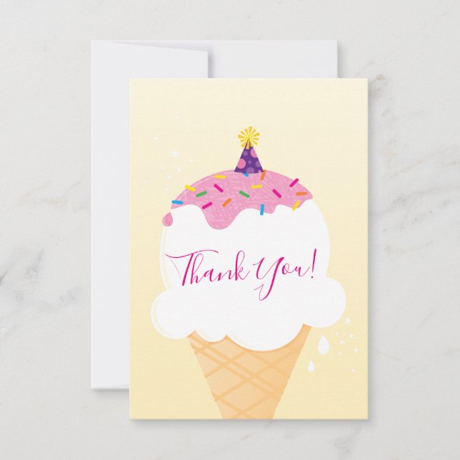 THANK YOU modern cute retro ice cream cone party (Front)