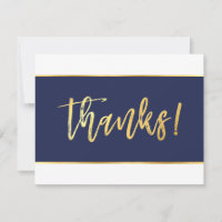 THANK YOU modern dark navy blue gold writing
