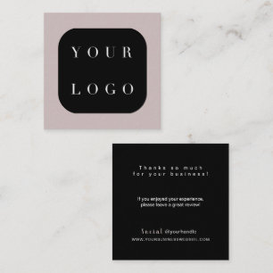 Thank You Modern Elegant Chic Logo Business Note Card