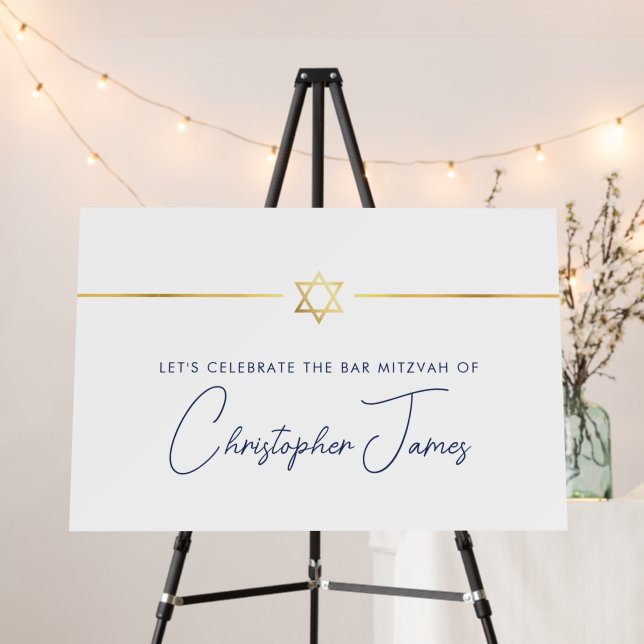 THANK YOU modern gold jewish star navy blue Foam Board (In Situ (Stand))