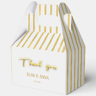 Thank you Modern golden stripes Luxury Wreath Favor Boxes
