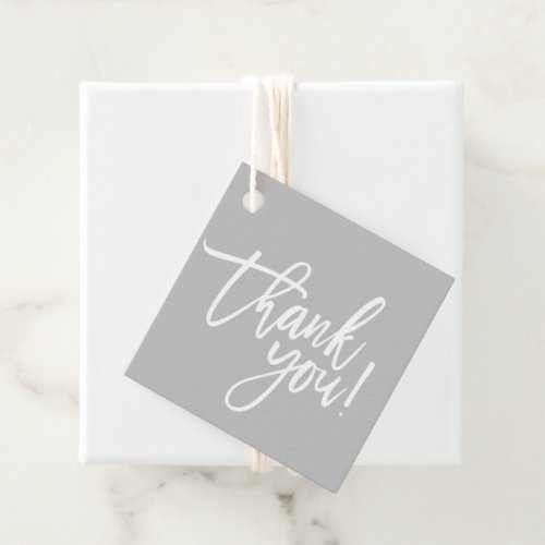 THANK YOU modern hand lettered white type gray Favor Tags
