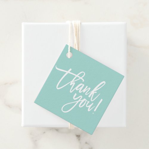 THANK YOU modern hand lettered white type mint Favor Tags
