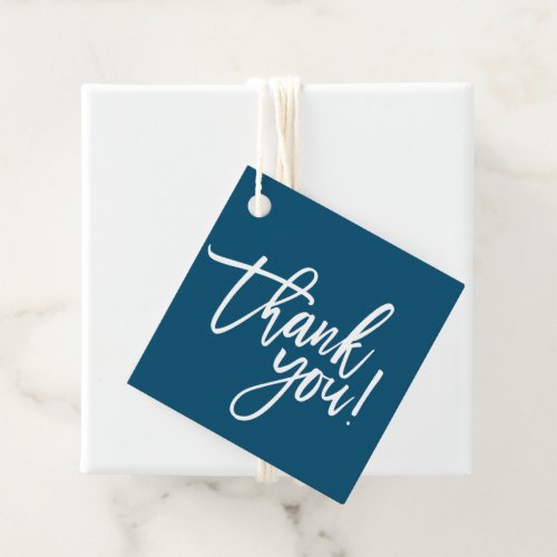 THANK YOU modern hand lettered white type navy Favor Tags