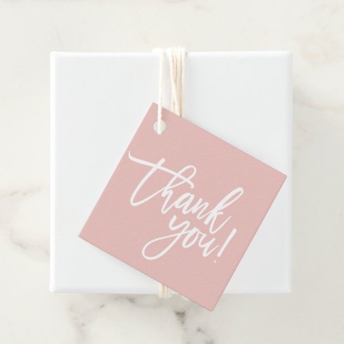 THANK YOU modern hand lettered white type pink Favor Tags