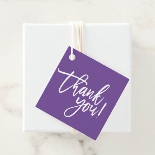 THANK YOU modern hand lettered white type violet Favor Tags