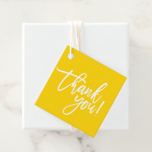 THANK YOU modern hand lettered white type yellow Favor Tags