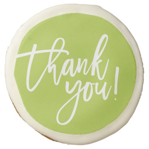 THANK YOU modern hand lettered white writing lime Sugar Cookie