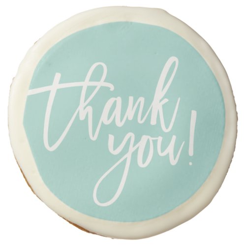 THANK YOU modern hand lettered white writing mint Sugar Cookie