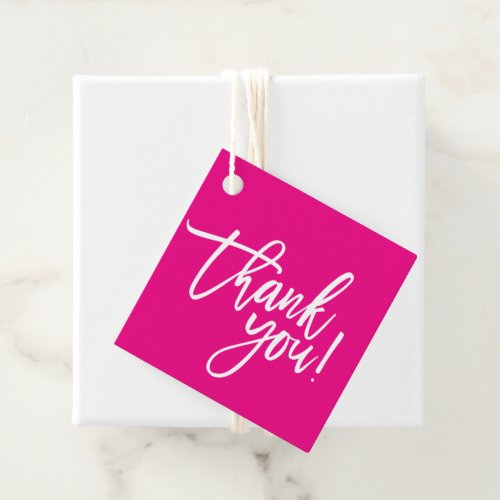 THANK YOU modern hand lettered white writing pink Favor Tags