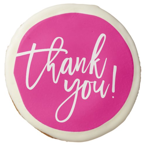 THANK YOU modern hand lettered white writing pink Sugar Cookie