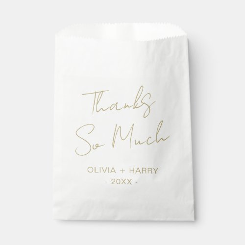 Thank You Modern Handwriting Script White Wedding  Favor Bag