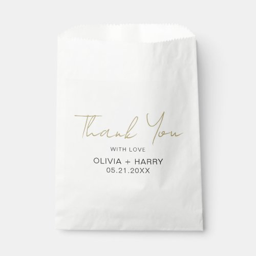 Thank You Modern Handwriting White Wedding  Favor Bag