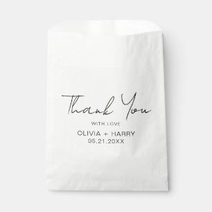 Thank You Modern Handwriting White Wedding Favor Bag