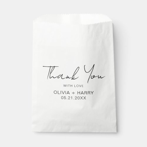 Thank You Modern Handwriting White Wedding  Favor Bag