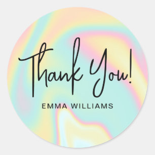 Thank You Modern Holographic Classic Round Sticker