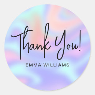 Thank You Modern Holographic Classic Round Sticker