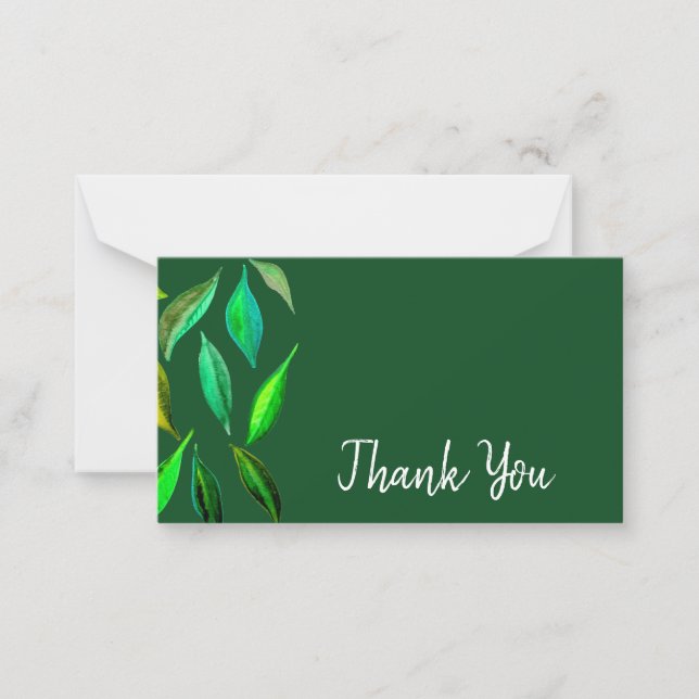 Thank You modern leaf watercolor art Note Card (Front)