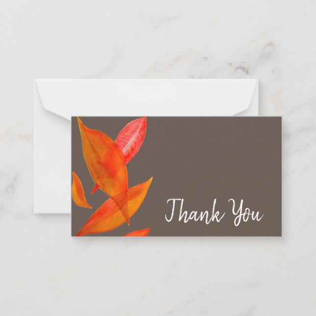 Thank You modern leaf watercolor art Note Card (Front)