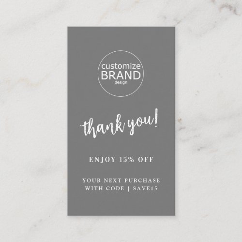 Thank You Modern Logo Grey Business Discount Card