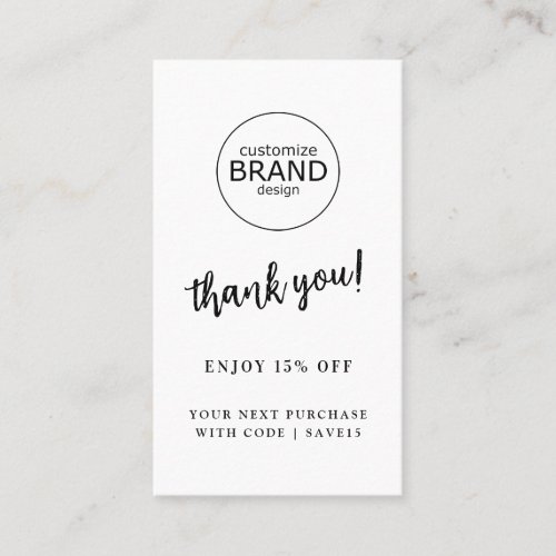 Thank You Modern Logo White Business Discount Card