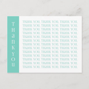 Thank You Modern Mint and White Words Postcard
