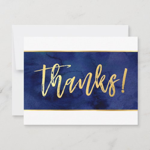 THANK YOU modern navy blue watercolor gold writing