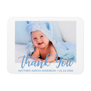 Thank You Modern New Baby Boy Blue Magnet