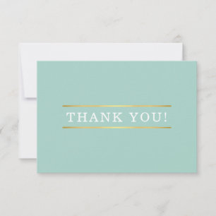 THANK YOU modern pale mint green white gold detail Card