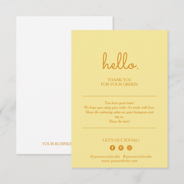 Thank You Modern Pastel Yellow Business Card (Front/Back)