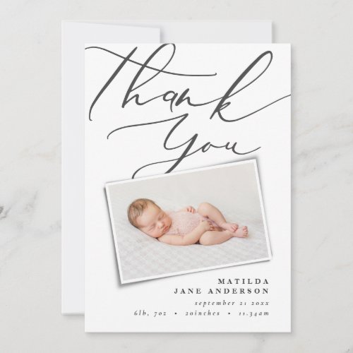 Thank you modern photo birth announcement