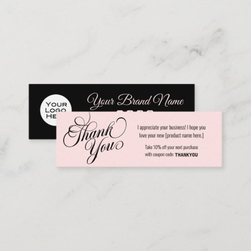 Thank You modern pink customer loyalty discount Mi Mini Business Card