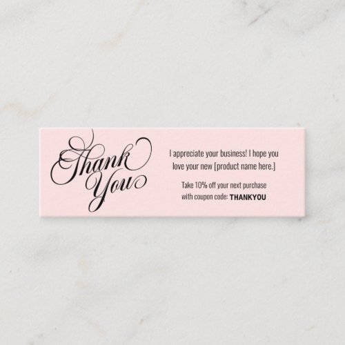 Thank You modern pink customer loyalty discount Mini Business Card