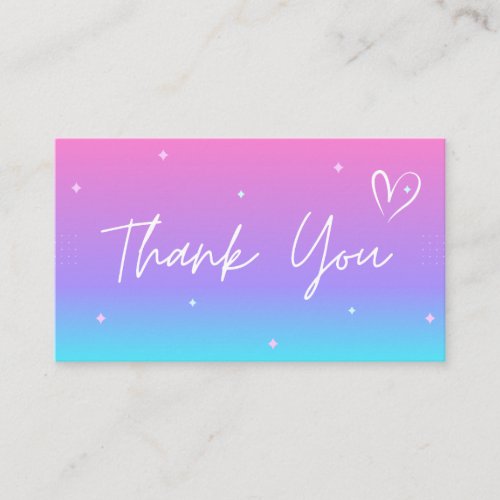 Thank You Modern Pink Purple Blue Ombre Gradient   Business Card