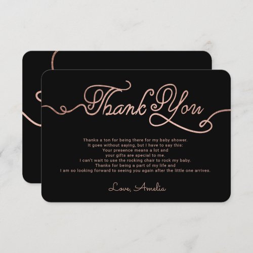 Thank you modern rose gold swirls chic baby shower - Add your custom thank you cards to your baby shower with this original, modern rose gold swirls chic calligraphy baby shower