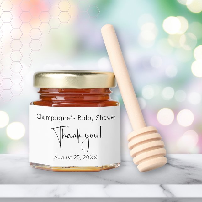 Thank You Modern Script Baby Shower Honey Jar Favors (Creator Uploaded)
