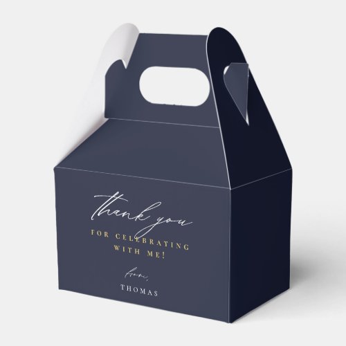 Thank You Modern Script Navy Blue Favor Boxes