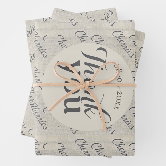 Thank you modern script text texture background wrapping paper sheets (In situ)
