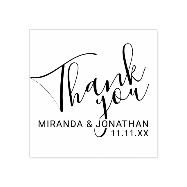 'Thank You' Modern Script Wedding Favor Rubber Stamp (Imprint)
