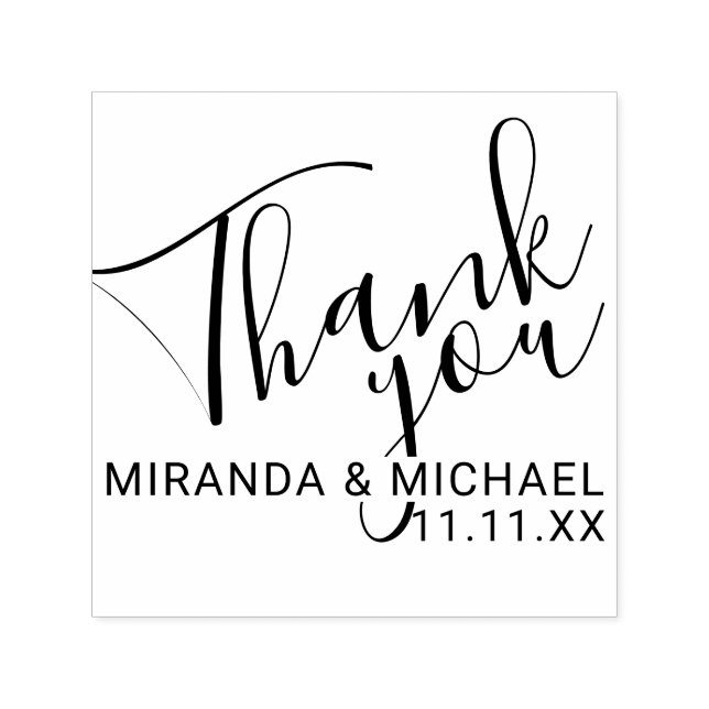 'Thank You' Modern Script Wedding Favor Self-inking Stamp (Design)