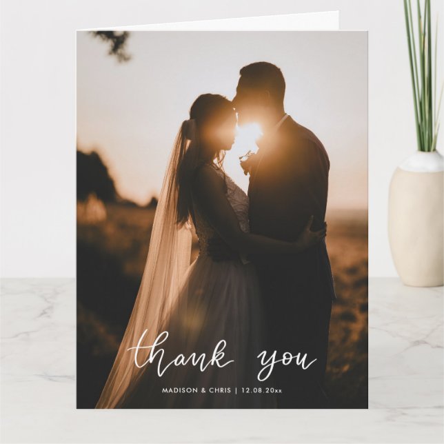 Thank You Modern Script Wedding Photo (Front)