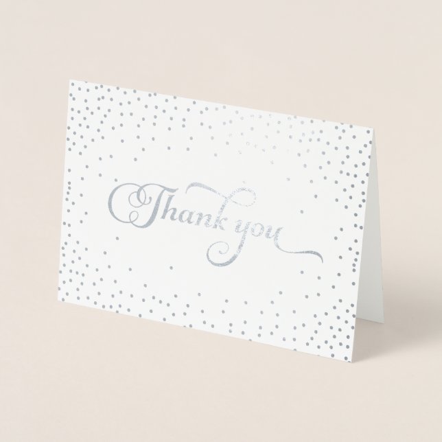 Thank You Modern Silver Foil Confetti Dots Foil Card (Front)